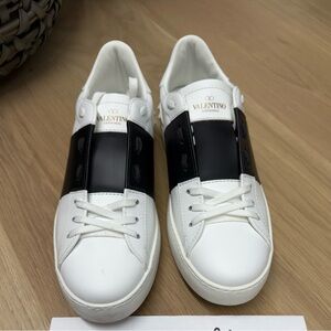 Valentino Black and White Leather Sneakers
